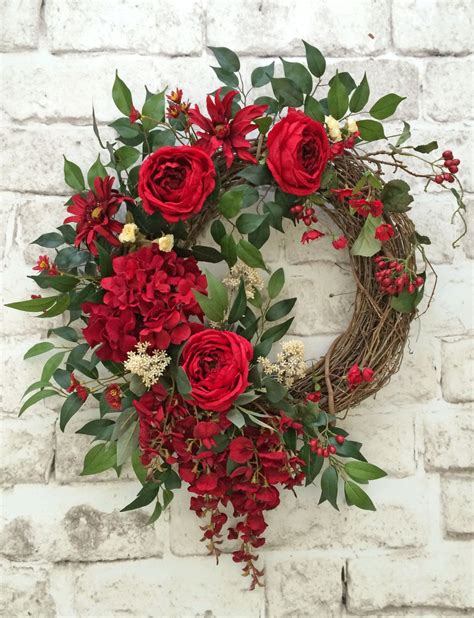 door wreath red|color wreath for red door.